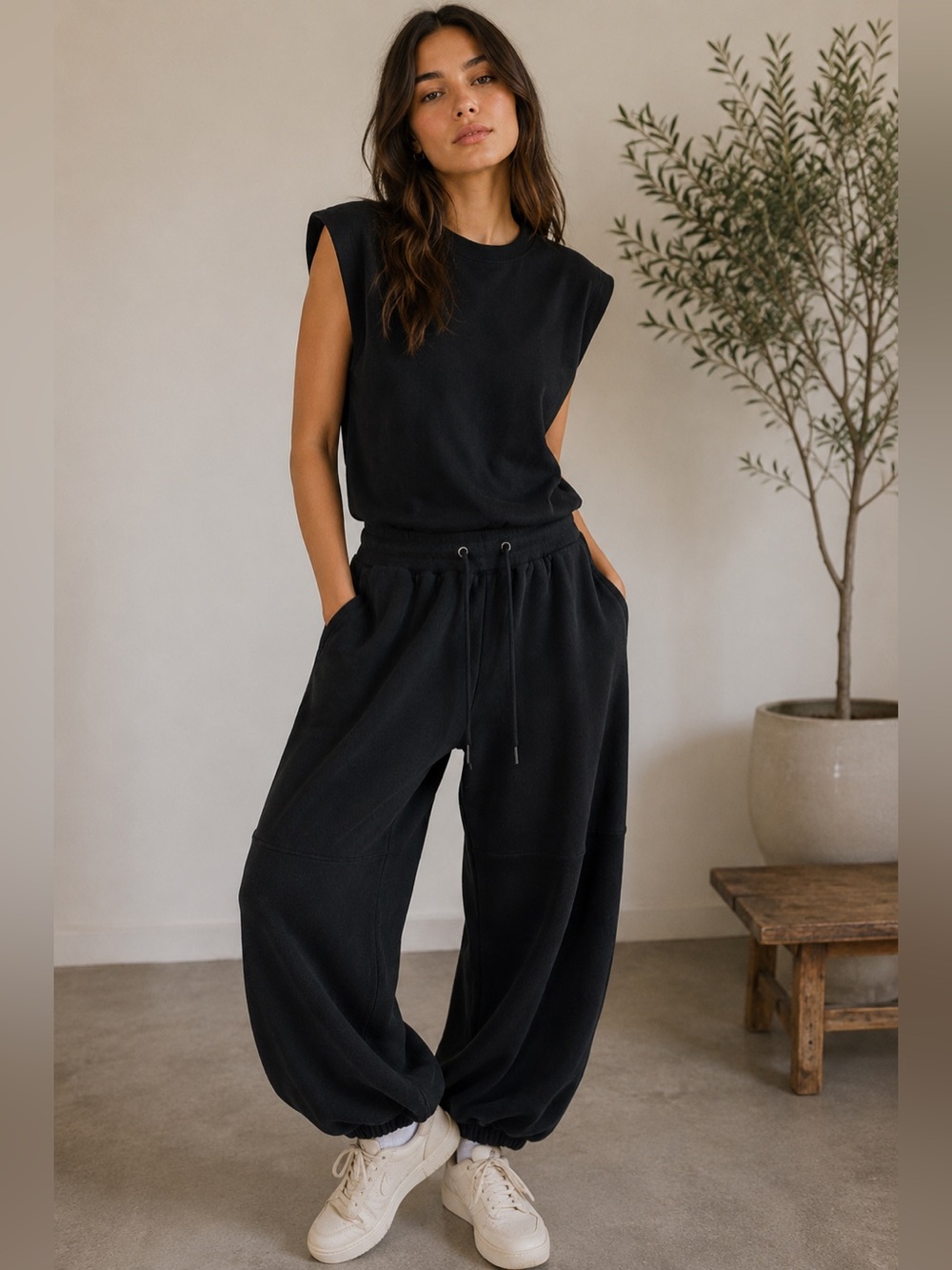 Free People FP Movement Training Day Jumpsuit cap Sleeve black Sz S
